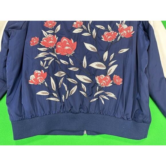 Torrid Embroidered Track Jacket Women's 0 Large Blue / White Floral - Picture 12 of 16